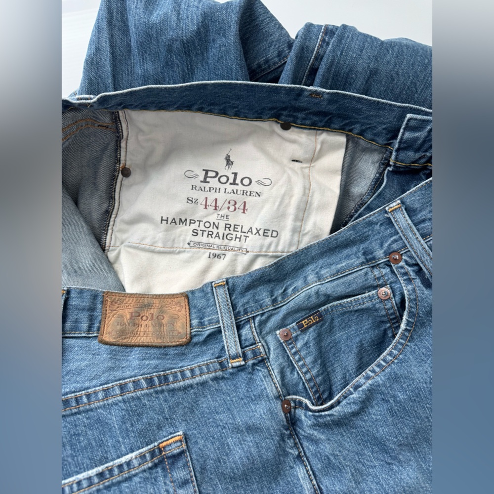 Vintage Polo Ralph Lauren Medium Wash Hamptons Relax Straight Denim Jeans 44Bx34 - Picture 11 of 16